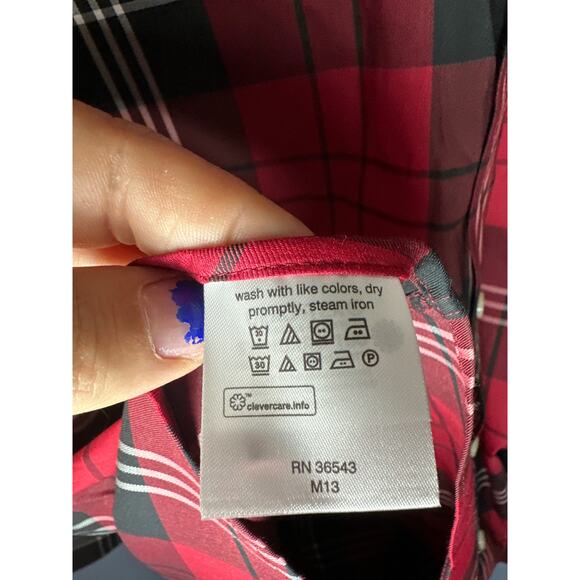 Lauren Ralph Lauren Red Black Plaid Button Down Long Sleeve Size L Dress Shirt - Picture 7 of 7